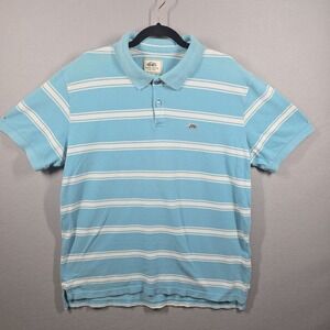 Ecko Unltd Polo Shirt Mens XL Blue White Striped Short Sleeve Casual Rhino‎ Logo